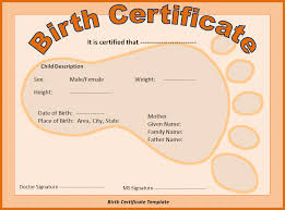 Birth Certificate Template Free Printable Ms Word Sample