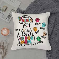 dog mom pillow with dogs names