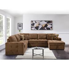 brown linen l shaped sectional sofa