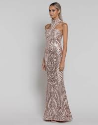 Ida High Neck Pattern Sequin Gown B38d35 L Shopping List