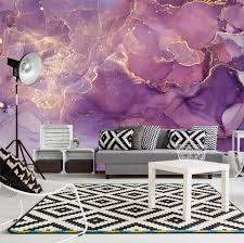 Wall Mural Purple Gold Marble Wallpaper