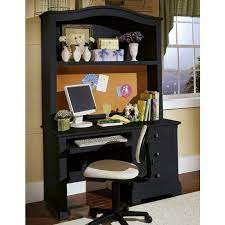 Logan white chocolate u shaped desk. Cottage Computer Desk W Hutch Black Vaughan Bassett Furniture Cart