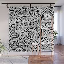 white paisley pattern wall mural