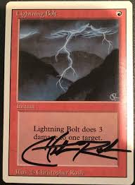 Lighting Bolt Revised Nm Signed By Christopher Rush Lightning Bolt Revised Edition Magic The Gathering Online Gaming Store For Cards Miniatures Singles Packs Booster Boxes
