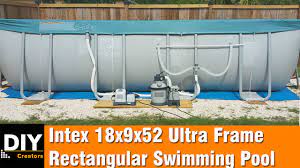 Intex 18x9x52 Ultra Frame Rectangular Swimming Pool - installation - YouTube