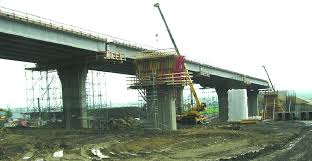 a six span beam bridge one side of