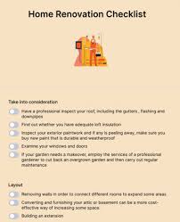 Home Renovation Checklist Form Template