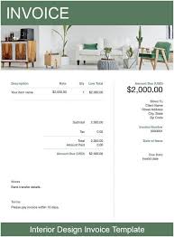 interior design invoice template free