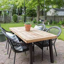 Re A Weathered Wood Patio Table