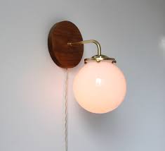 Wall Sconce Lamp Brass And Wood Modern