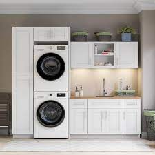 Mill S Pride 110 5 In W X 24 In D X 90 In Verona White Shaker Stock Ready To Assemble Base Kitchen Cabinet Laundry Room