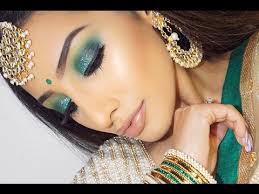 indian wedding makeup green smokey