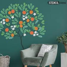 Orange Tree Stencil Tree Stencils Wall