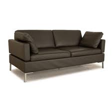 Leather Three Seater Grey Sofa From