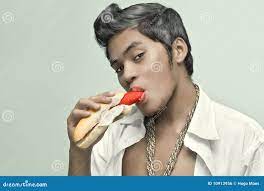 Asian man sucking hot dog stock photo. Image of seducing - 10913956