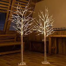 lighted white birch tree set of 2 5ft