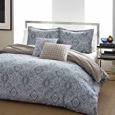 Blue Damask Cotton King Comforter Set
