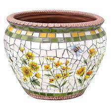 Honeybloom Mosaic Ceramic Outdoor Pot