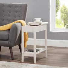 Homestock Cream Narrow End Table With