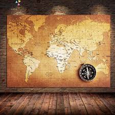 Vintage World Map Oil Painting Poster
