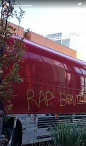 tour bus vandalized with phobic slur
