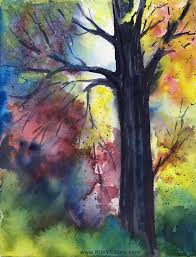 Watercolor Painting Rainbow Tree Kim