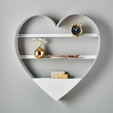 White Metal Heart Shaped Wall Shelf