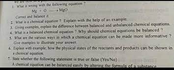 unbalanced chemical equations