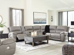 modern gray leather living room power