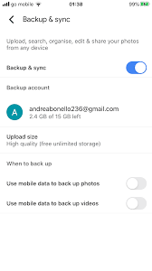 backup and sync mean in google photos