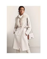Faux Fur Collar Belted Robe Coat