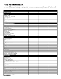 Venue Inspection Checklist Exhibitor