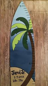 Custom Painted Hawaiian Surfboard Surf Blue Island Wooden