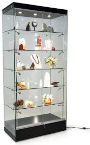 A short curio cabinet display case looks great in any room with a wall mirror above it. Tempered Glass Curio Cabinet Side Top Led Lighting
