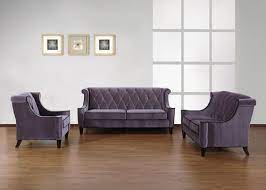 844 Barrister Sofa Set In Gray Velvet