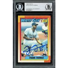 Frank thomas topps rookie card. Frank Thomas Autographed 1990 Topps Rookie Card 414 Chicago White Sox Light Auto Beckett Bas 12502617