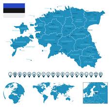estonia detailed blue country map