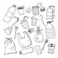 vector doodle plastic pollution set