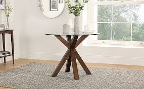 Dark Wood And Glass 100cm Dining Table