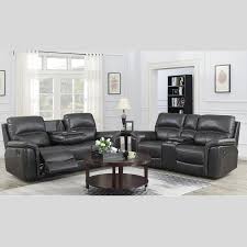 black leather recliner couch set with