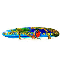 beach parrot happy hour surfboard