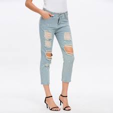 Us 8 97 36 Off Vintage Ladies Boyfriend Jeans For Women Mom High Waisted Jeans Light Blue Casual Hole Loose Korean Streetwear Denim Pants G30 In