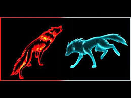 fire ice wolf 3d and cg abstract