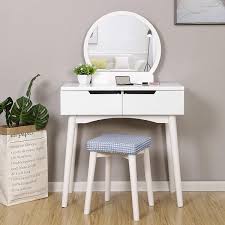 small white vanity table and stool set