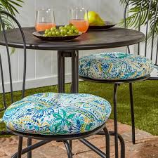Greendale Home Fashions 15 In Round Outdoor Bistro Chair Cushion In Painted Paisley Set Of 2 Baltic