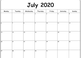 July 2020 Calendar Pdf Word Excel Printable Template