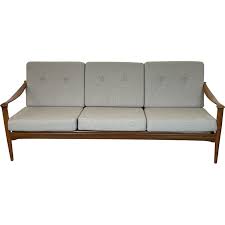 3 Seater Sofa In Teak And Cotton 1960