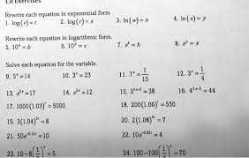 1 Rewrite Each Equation In Exponential