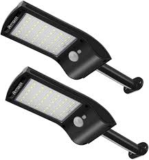 Gutter Solar Lights Outdoor Motion Anmaker 36 Led Motion Sensor Solar Lights Black 180 Adjustable Security Solar Lights Waterproof With Mounting Pole For Patio Barn Porch Garden Path Driveway 2 Pack Amazon Com