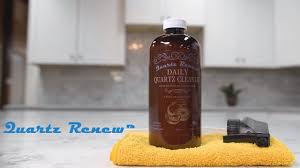 You should clean quartz as soon as the spill happens. How To Clean Quartz Countertops Streak Free With Quartz Renew Cleaner Youtube